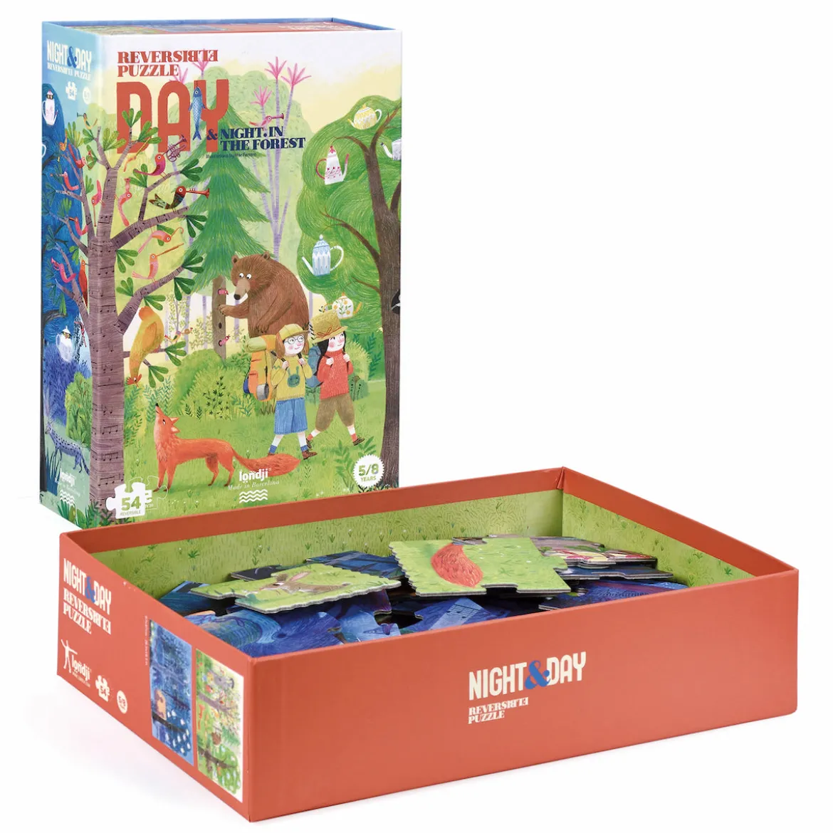 Wende-Puzzle Night & Day in the Forest | 54 Teile