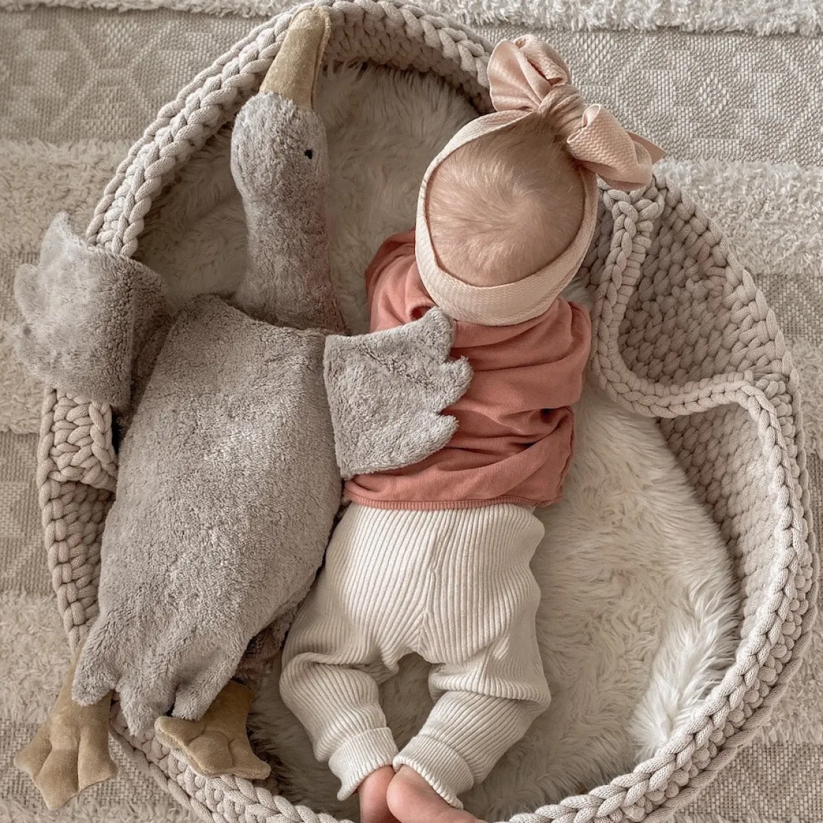 XL Kuscheltier & Wärmekissen | Große Gans grau
